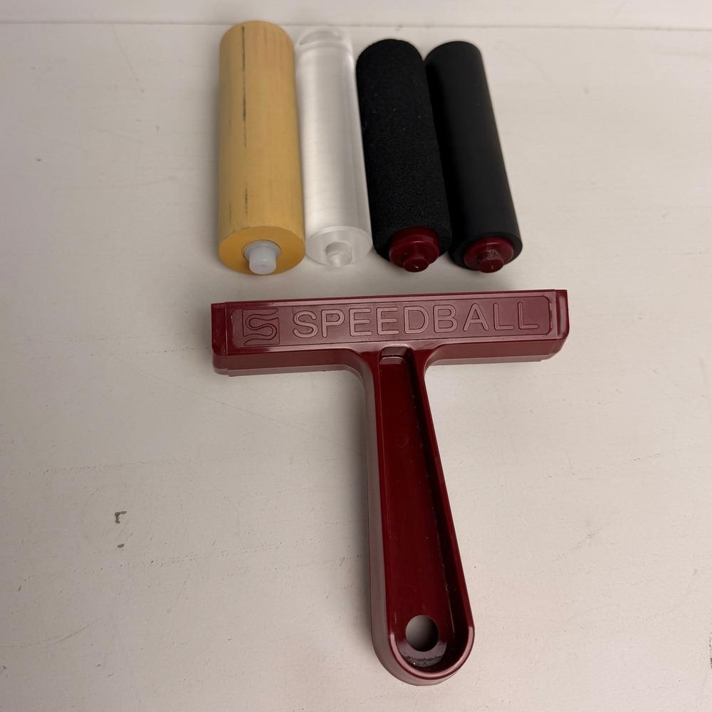 Speedball 4" Pop-In Brayer Kit – Handle & 4 Interchangeable Rollers